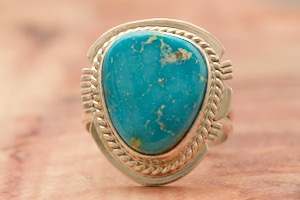 Genuine Blue Kingman Turquoise Sterling Silver Ring